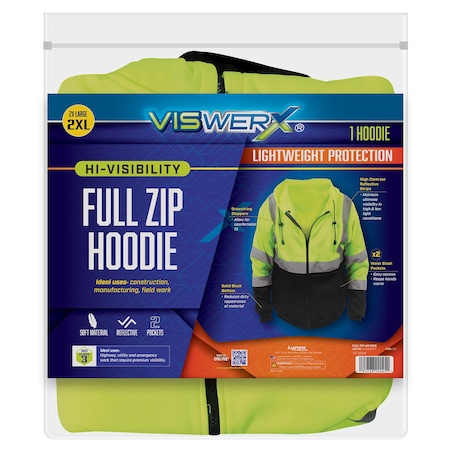 Hi-Vis Full Zip Hoodie - ANSI CL2 2XL